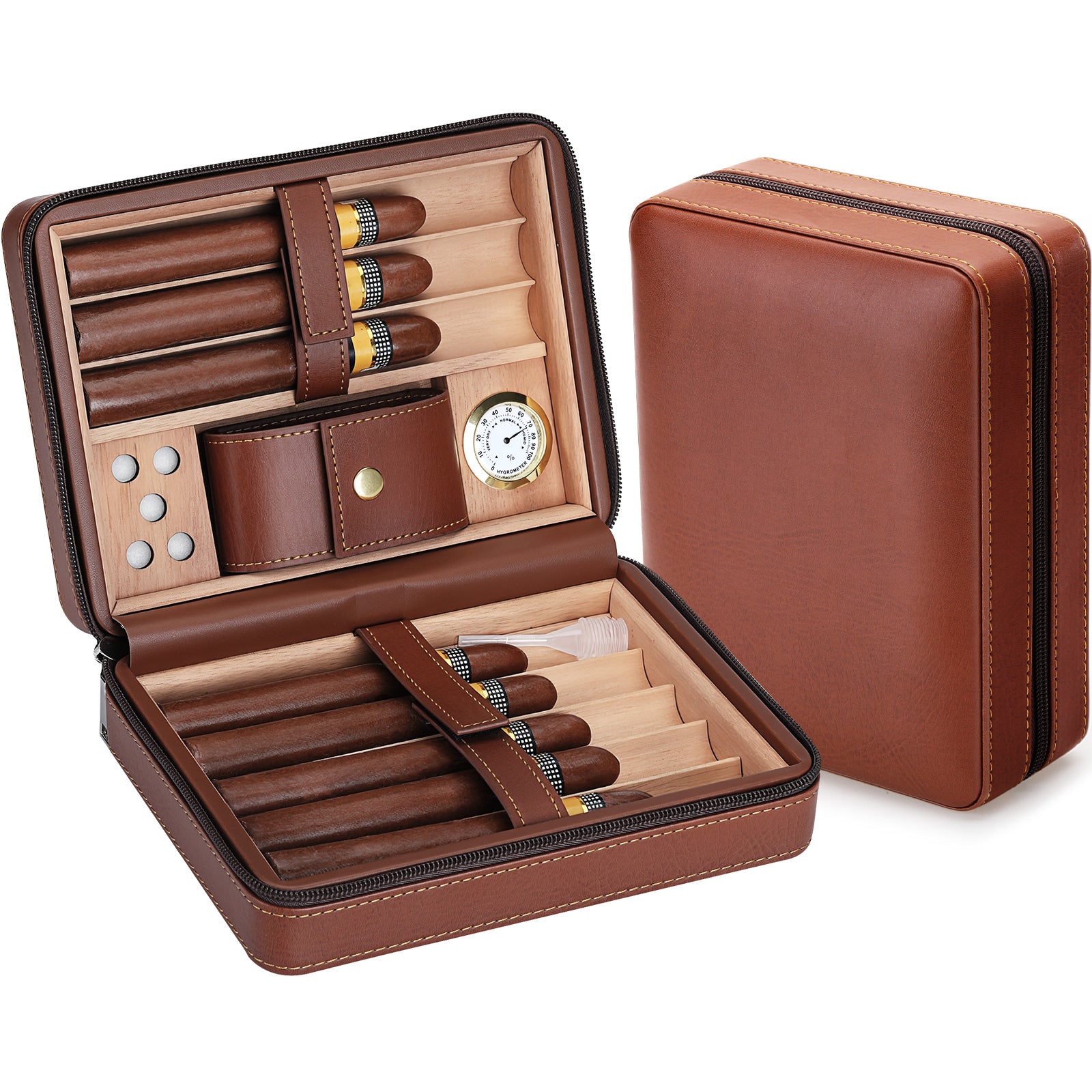 NEEDONE CB-8Z01 Cigar Case, Leather Box with Cedar Wood Lined
