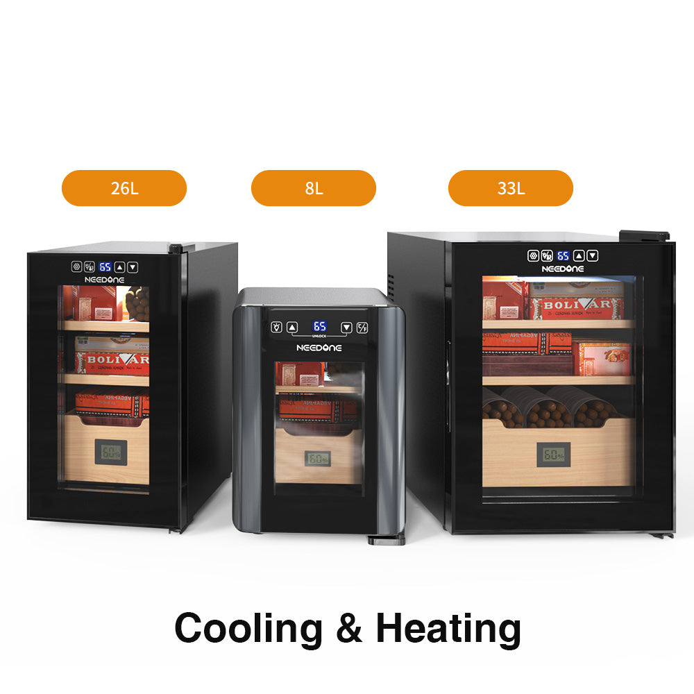 NEEDONE Cigar Humidor, Heating Cooling Cabinet Hygrometer