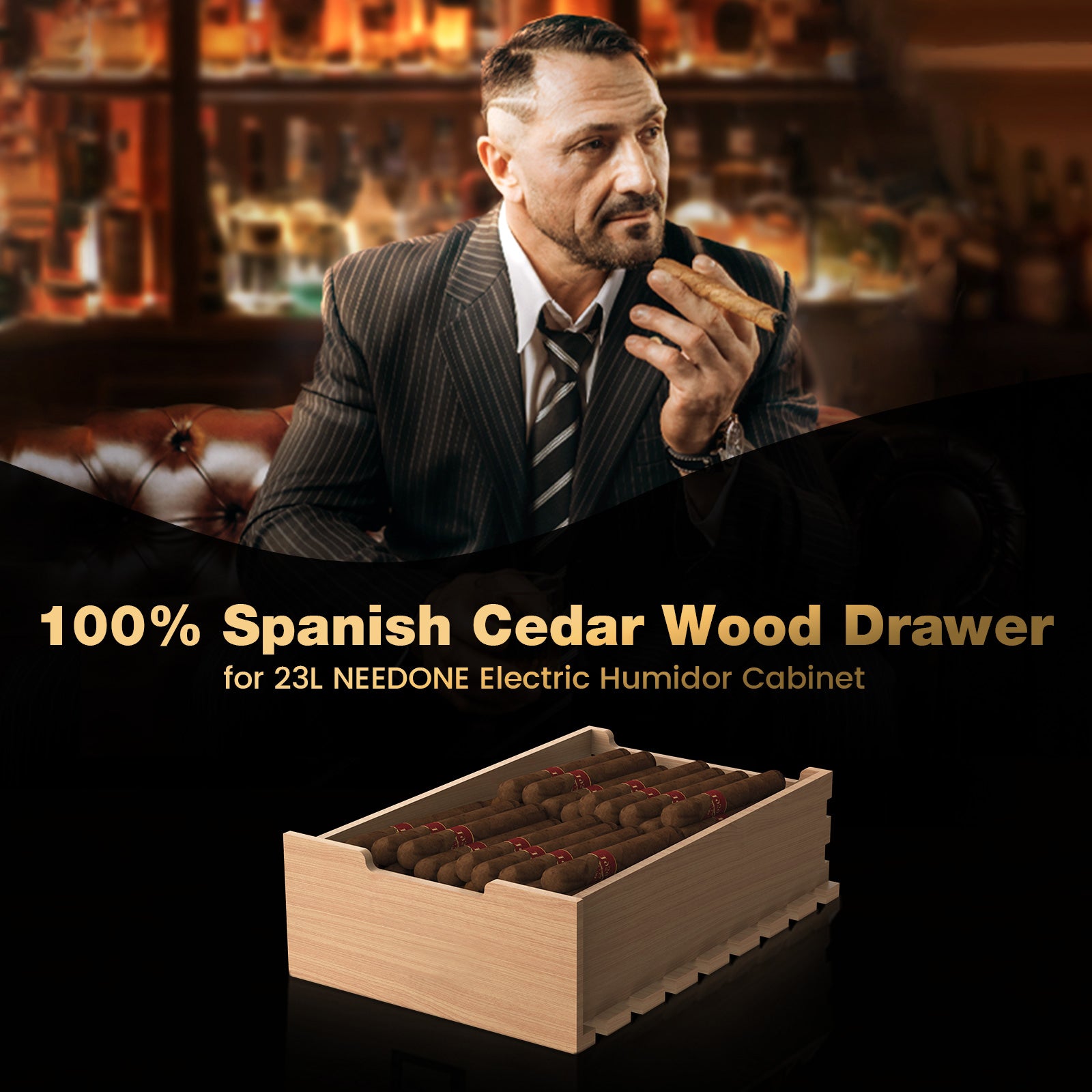 N069 Cigar Tray, Spanish Cedar Wood Humidors Drawer NEEDONE