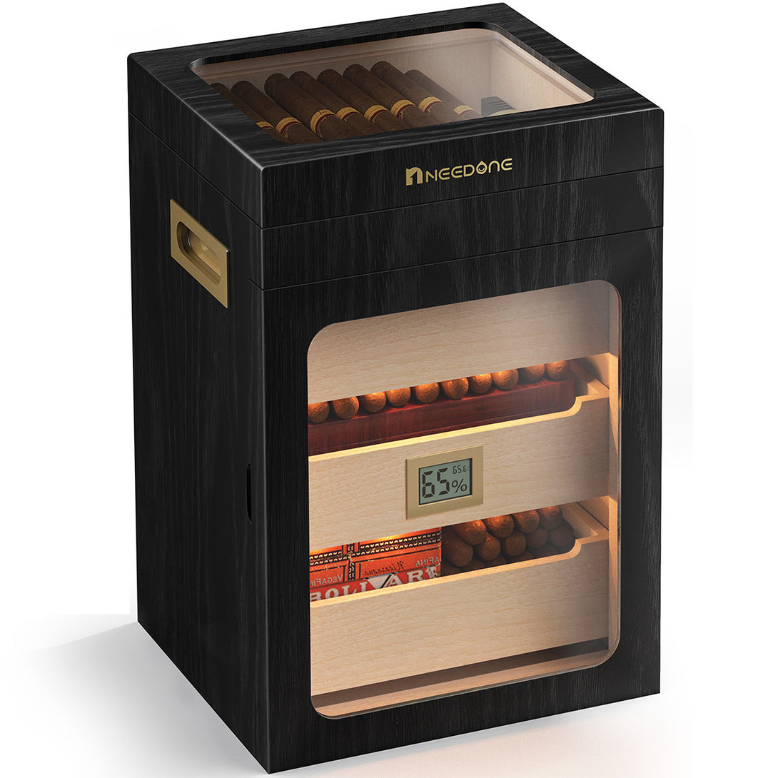 no-150-cd-cigar-humidor-humidity-control-woodgrain-display-cabinet-front-view