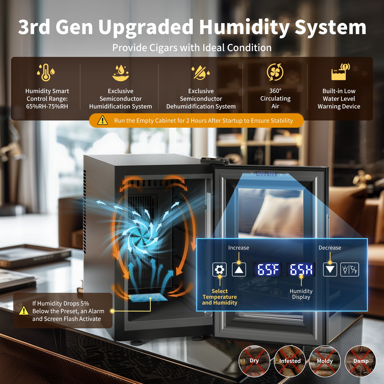 Cigar Humidor, 16L Pro Temp Humidity Control - NEEDONE