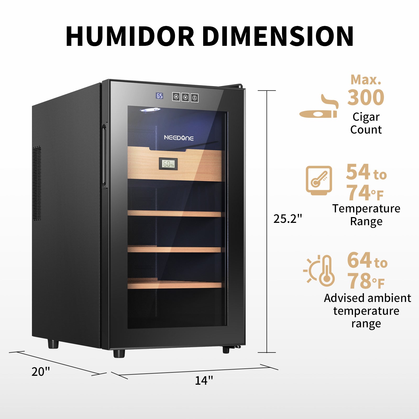 Cigar Humidor, 48L Cooling Electronic Cabinet - NEEDONE Cigar Humidor, 48L Cooling Electronic Cabinet - NEEDONE