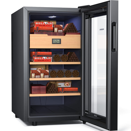no-48b-cigar-humidor-48l-cooling-electronic-cabinet-open-state-have-cigar
