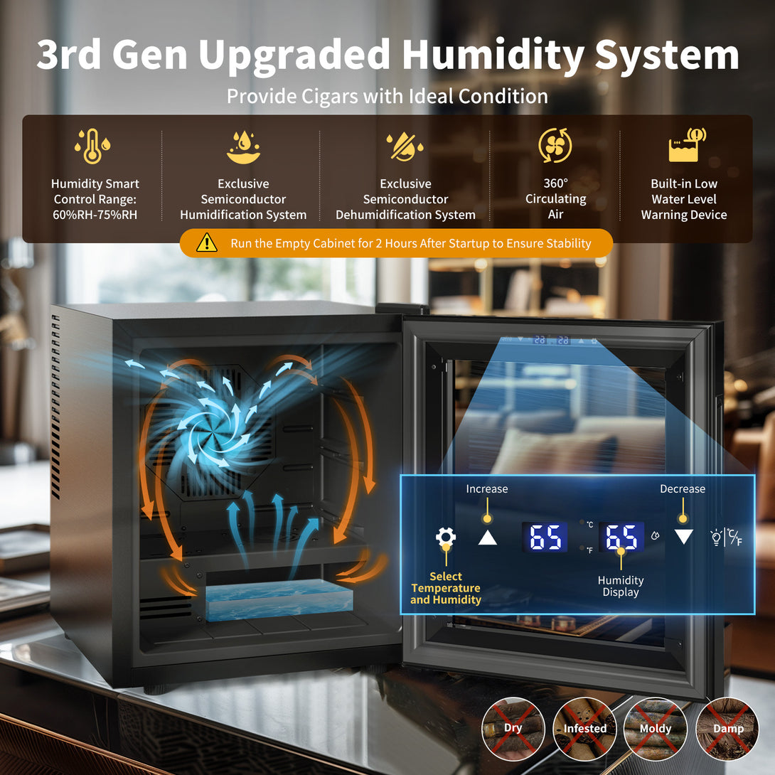 Home Humidity Control System Cigar Humidor, 48L Temperature Humidity Control - NEEDONE